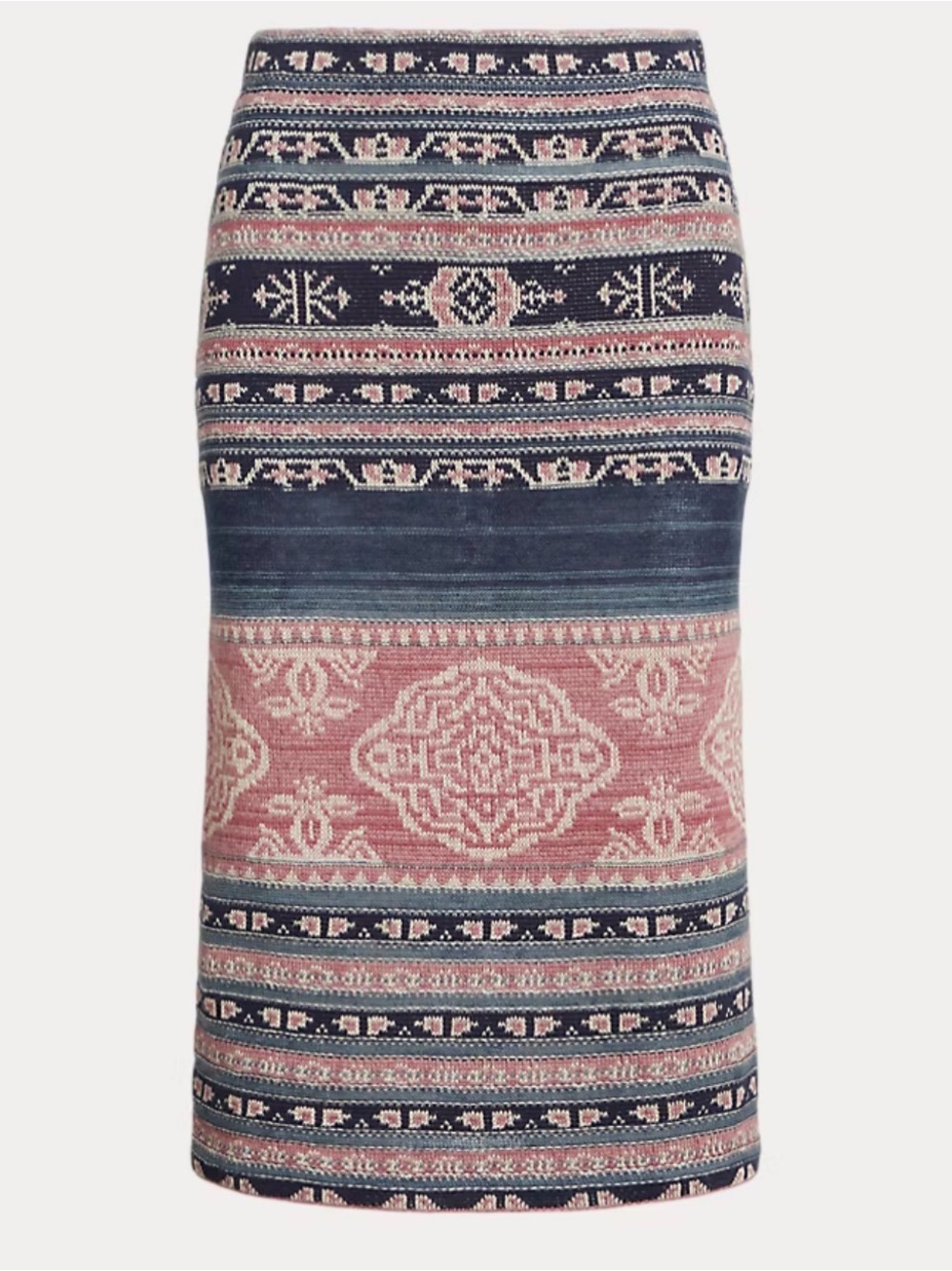 Ralph Lauren Geo-Motif Linen-Cotton Pencil Skirt | XL